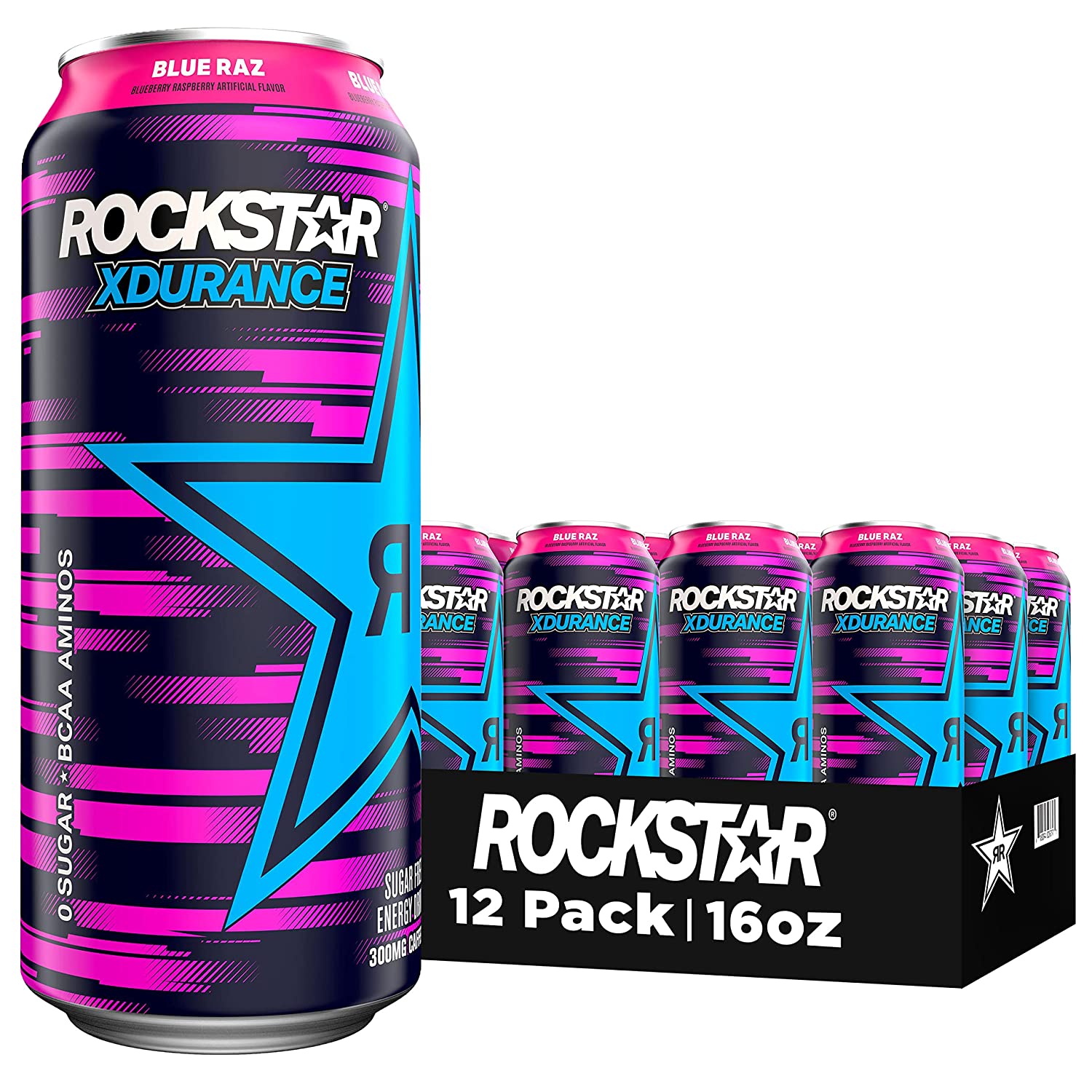 Rockstar Energy Drink with COQ10 and Electrolytes, 300mg Caffeine, Xdurance Blue Raz, 16oz Cans (12 Pack) (Packaging May Vary) - Image 4
